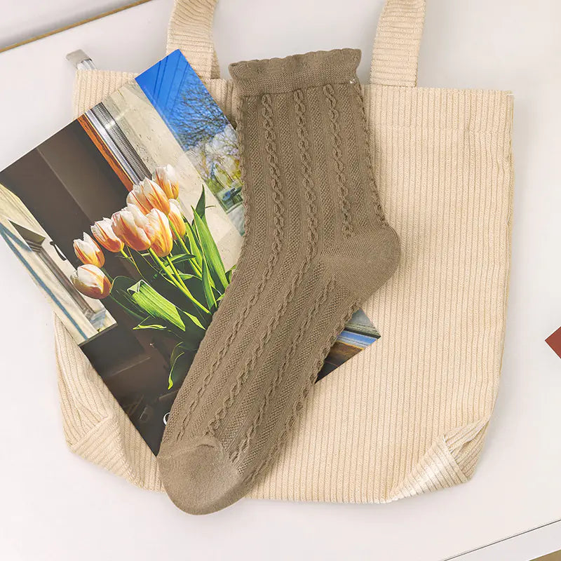 Women's Cotton Mid-Calf Anti-Odor Striped Socks